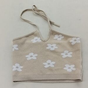 Debut Daisy floral halter crop top sweater size S